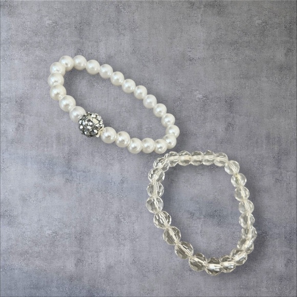 Faux pearls stretchy bracelet set of 2 - Picture 4 of 4